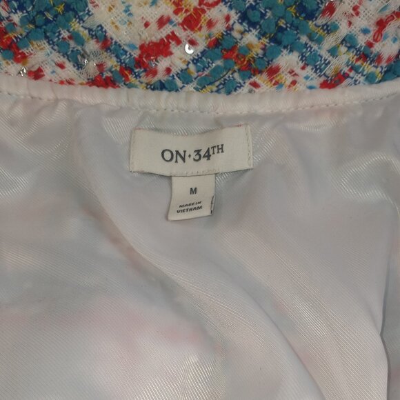 On 34th Blue Coral Metallic Tweed Full Zip Bomber Jacket - Picture 6 of 7